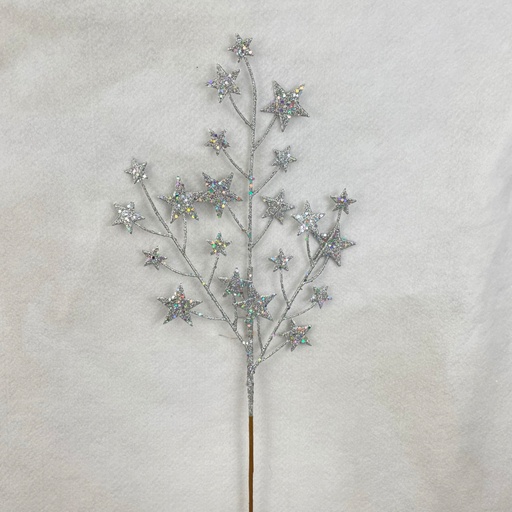 [XB2312-SIL] 22" GLITTERED STAR SPRAY SILVER