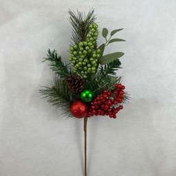 [XB2315] 20" PINE SPRAY W/ BERRIES AND BALLS RED/GREEN