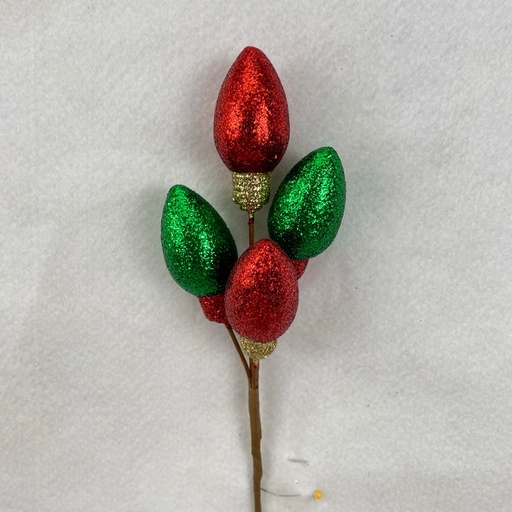 [XB2317-RGN] 10"GLITTER LIGHT BULB PICK RED/GREEN