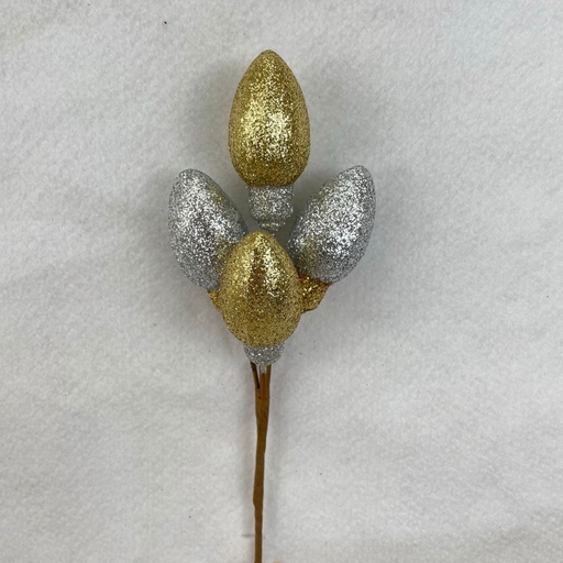 [XB2317-SGD] 10"GLITTER LIGHT BULB PICK SILVER/GOLD