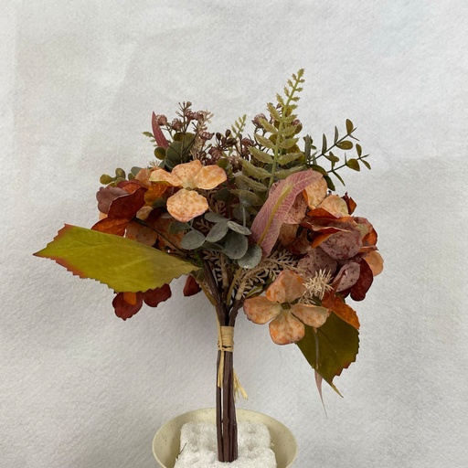 [SBF2341-ORG] 13" HYDRANGEA, BERRY AND EUCALYPTUS BUNDLE  ORANGE