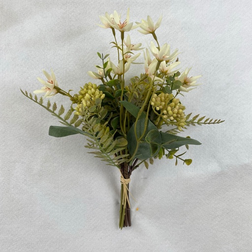[SBF2346-CRM] 13" PHOTINIA AND FERN MIXED BUNDLE CREAM