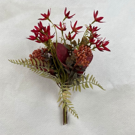 [SBF2346-RED] 13" PHOTINIA AND FERN MIXED BUNDLE RED