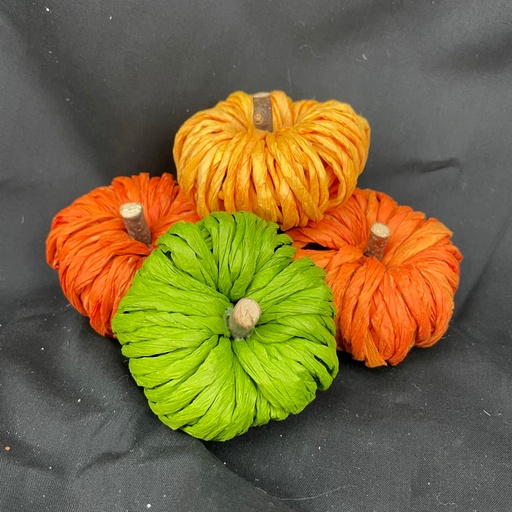[SHF2801] 2.75" ASSORTED TWINE PUMPKINS 12/BOX ORG/YEL/GRN