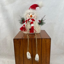 [XH2807-RED] 10" SNOWMAN W/ HANGING LEGS RED HAT