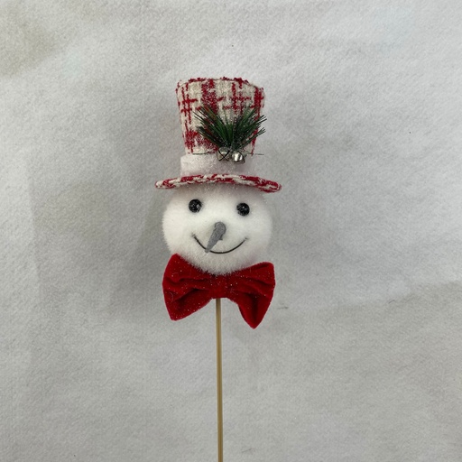 [XH2821] 18" SNOWMAN PICK W/ RED/WHT TOP HAT