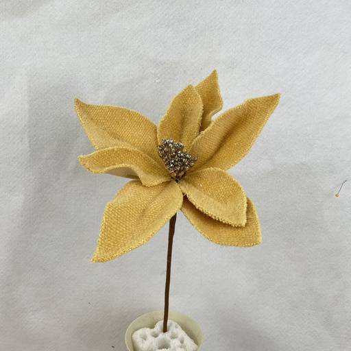 [XA2034-GLD] 14" FELT POINSETTIA PICK 10" dia GOLD