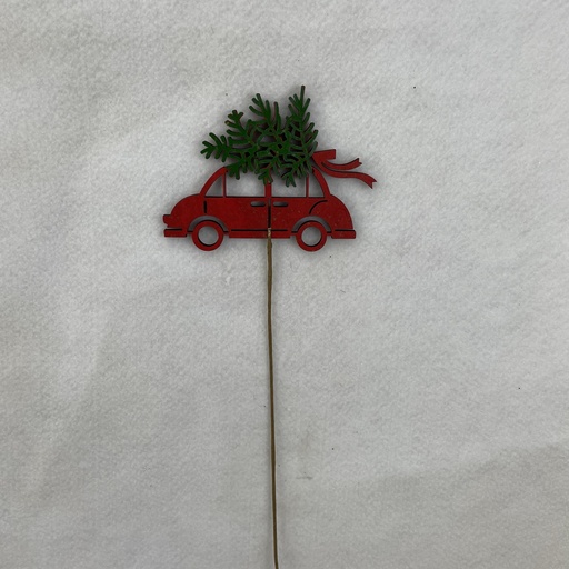 [XA2103] 18" WOODEN CAR W/ TREE PICK 5" CAR
