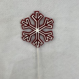 [XA2105] 18" RED AND WHITE CUT OUT SNOWFLAKE PICK 4.5"dia