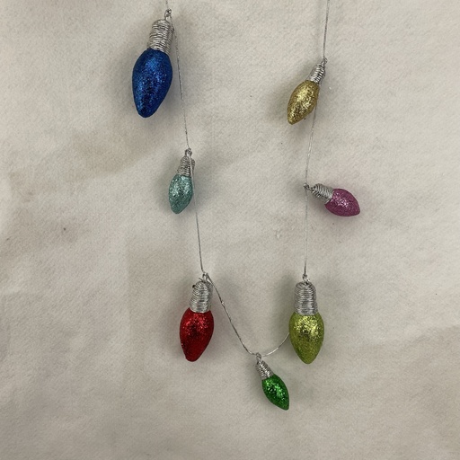 [XA2111-MUL] 53" GLITTER LIGHTBULB GARLAND MULTICOLOR