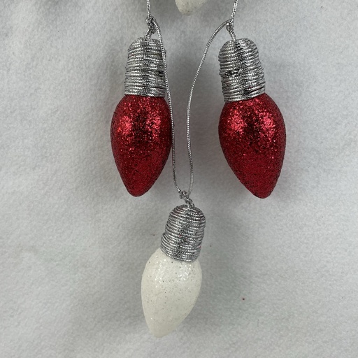 [XA2111-RWT] 53" GLITTER LIGHTBULB GARLAND RED/WHITE