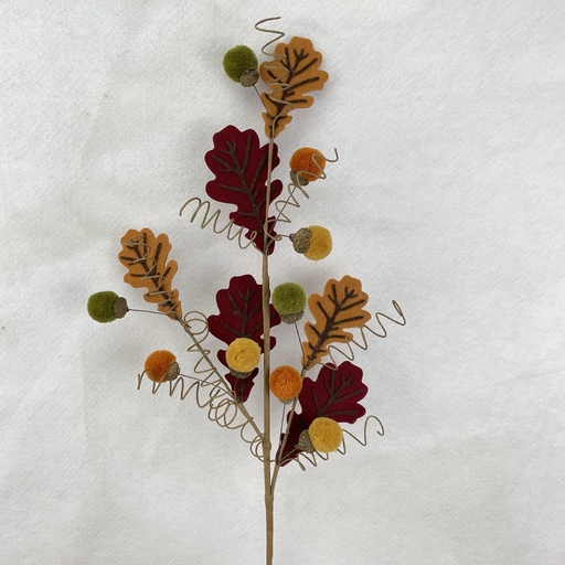[SAF2005] 28" FELT LEAF AND POM POM SPRAY 