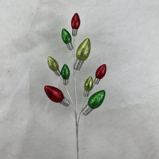 [XA2117-RGN] 25" GLITTER LIGHT BULB SPRAY X3 RED/GREEN MIX