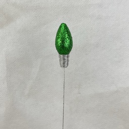 [XA2118-DKG] 18&quot; GLITTER LIGHTBULB PICK 4.5&quot; BULB DARK GREEN
