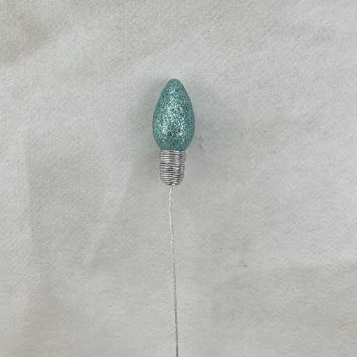 [XA2118-LTB] 18" GLITTER LIGHTBULB PICK 4.5" BULB LIGHT BLUE