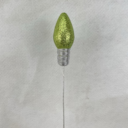 [XA2118-LGN] 18" GLITTER LIGHTBULB PICK 4.5" BULB LIGHT GREEN