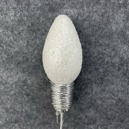 [XA2118-WHT] 18" GLITTER LIGHTBULB PICK 4.5" BULB WHITE
