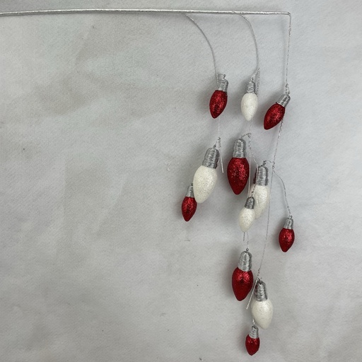 [XA2119-RWT] 28" HANGING LIGHTBULB SPRAY X3 RED/WHITE