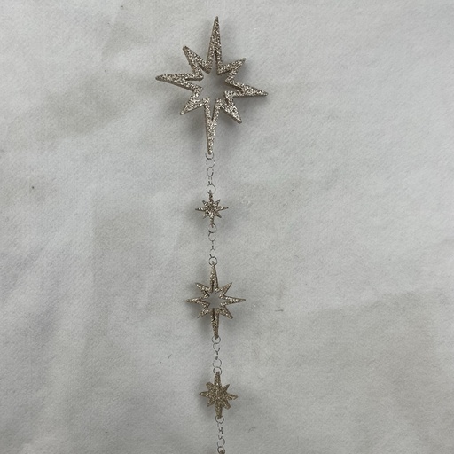 [XA2142-CHA] 84" GLITTERY STAR GARLAND CHAMPAGNE