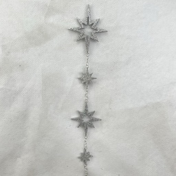[XA2142-SIL] 84&quot; GLITTERY STAR GARLAND SILVER