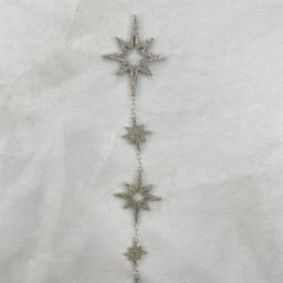 [XA2142-PTN] 84&quot; GLITTERY STAR GARLAND PLATINUM