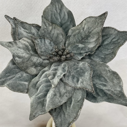 [XA2143-LTB] 20" VELVET POINSETTIA PICK 10" dia LIGHT BLUE