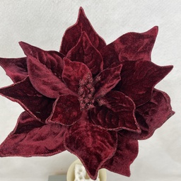 [XA2143-BUR] 20&quot; VELVET POINSETTIA PICK 10&quot; dia BURGUNDY