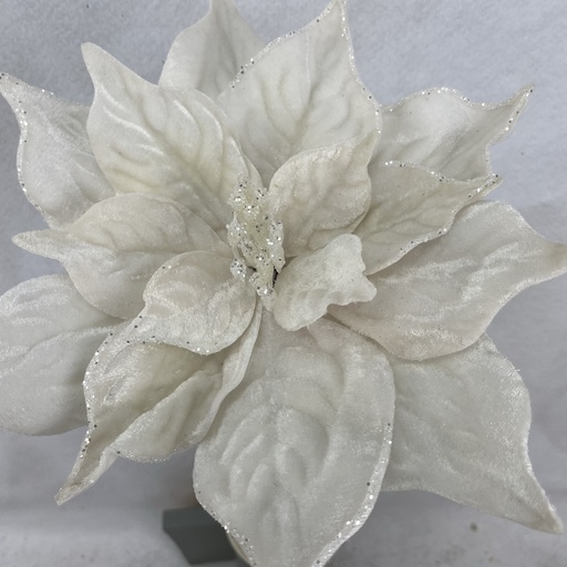 [XA2143-CRM] 20" VELVET POINSETTIA PICK 10" dia CREAM