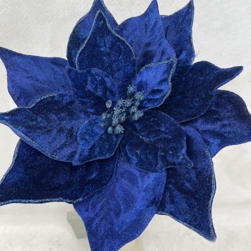 [XA2143-DKB] 20" VELVET POINSETTIA PICK 10" dia DARK BLUE
