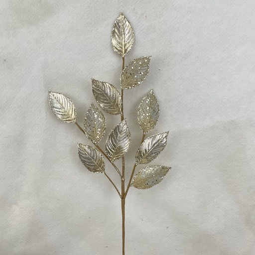 [XA2149-PTN] 28" METALLIC GLITZY LEAF SPRAY PLATINUM