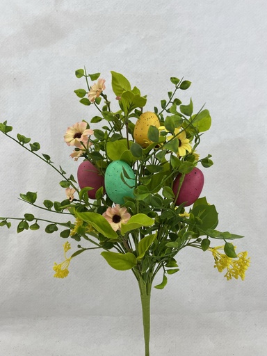 [SA3005] 22" MIXED FOLIAGE BUSH W/ DAISIES AND EGGS
