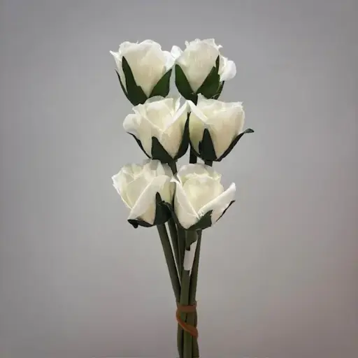 [SE1096-WHT] ROSE BUD BUNDLE X6 WHITE
