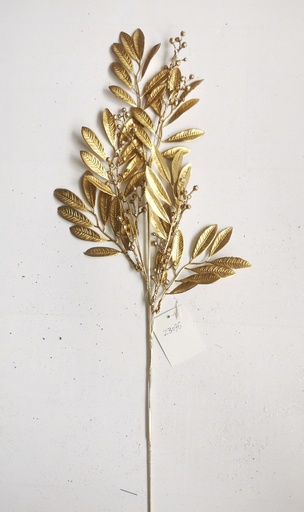 [XL4619] 28" LEAF SPRAY W/ BERRIES METALLIC GOLD