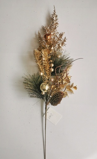 [XL4623] 24" PINE SPRAY W/ METALLIC GOLD FOLIAGE