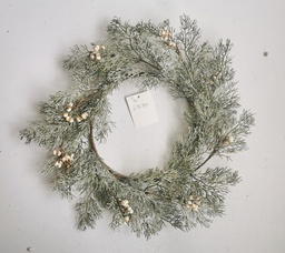 [XL4625] 11.5" CEDAR WREATH W/ CREAM BERRIES
