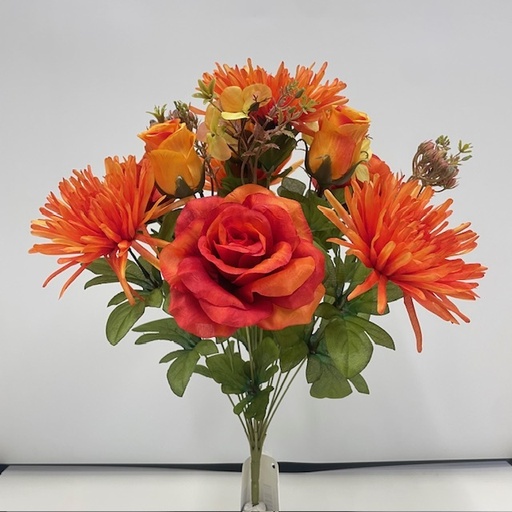 [STF4908-ORG] 20" FUJI MUM & ROSE BUSH X14 ORANGE
