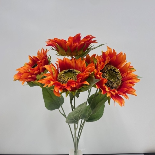 [STF4911-ROR] 19" SUNFLOWER BUSH X5 RED/ORANGE