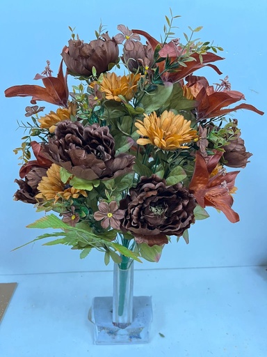 [STF4914-CHO] 26" LILY/PEONY/GERBERA MIXED BUSH X36 CHOCOLATE