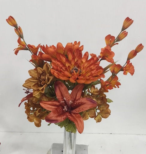[STF4915-RUS] 21" DAHLIA/MUM/LILY BUSH W/GLADS X12 RUST