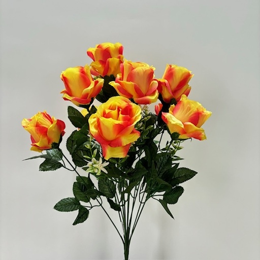[SE5041-YOR] 21" ROSE OPEN SATIN BUSH X12  YELLOW/ORANGE