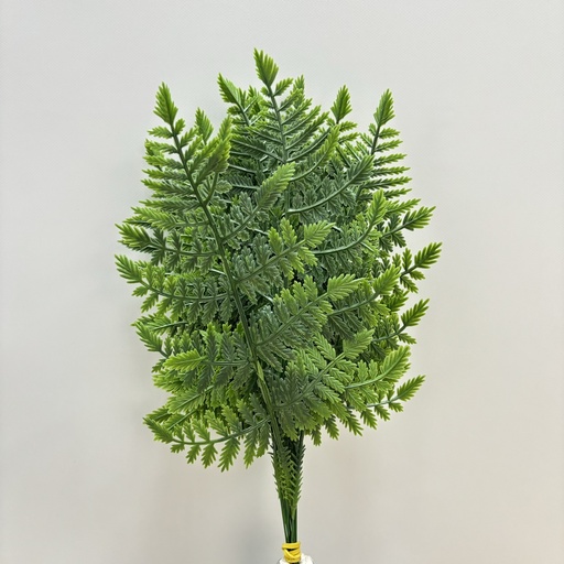 [ST5928] 14" PLASTIC LEATHERLEAF FERN TWO-TONE GREEN