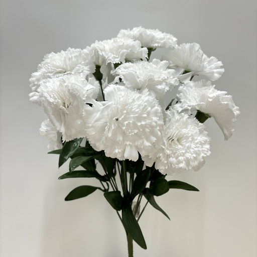 [ST5902-WHT] 17" CARNATION BUSH X14 WHITE (REAL CUT)