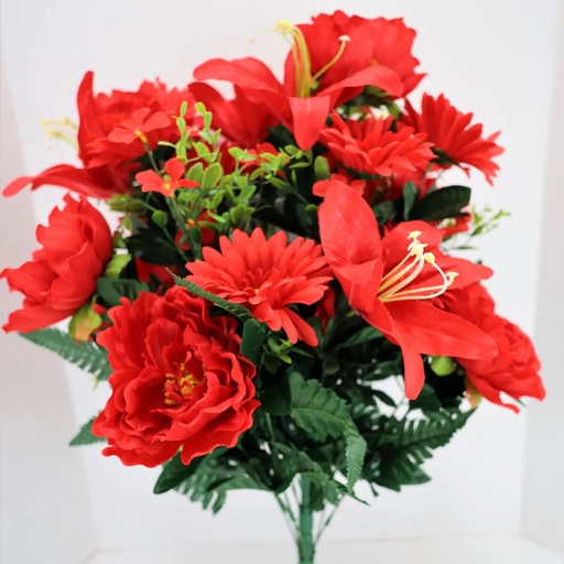[ST5913-RED] 26" LILY/PEONY/GERBERA DOUBLE BUSH X36 RED