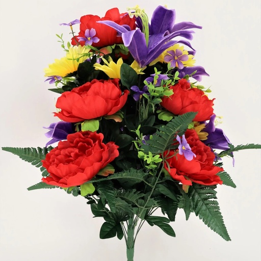 [ST5913-RYP] 26" LILY/PEONY/GERBERA DOUBLE BUSH X36 RED/YEL/PUR