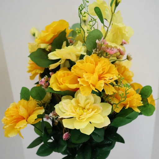 [ST5915-YEL] 28" ROSE/GLAD/PEONY DOUBLE BUSH X36 YELLOW
