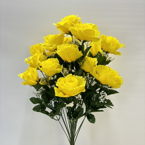 [ST5922-YEL] 25" ROSE BUSH W/GYP X24 YELLOW