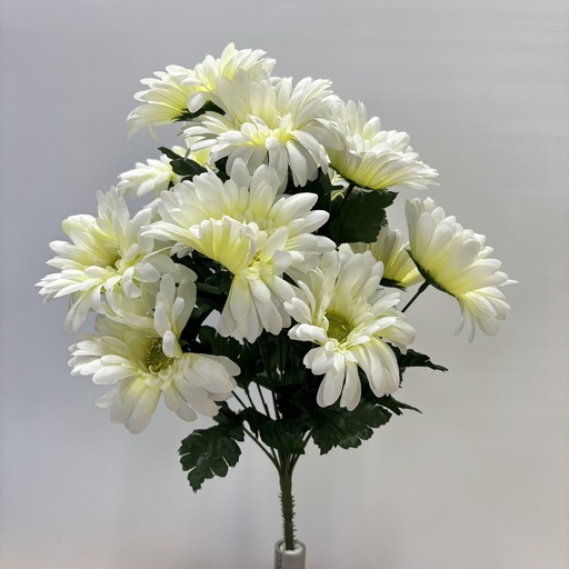 [ST5926-CWH] 17" GERBERA DAISY BUSH X14 CREAM/WHITE