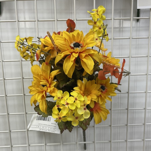 [STF4918] 17" HYDRANGEA/SUNFLOWER MIXED BUSH X14 YELLOW