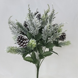 [XE5511] 19.5" FLOCKED CEDAR & PINE BUSH X14 W/CONES