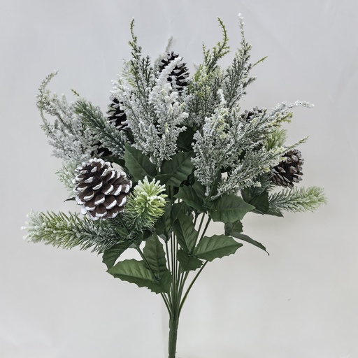 [XE5511] 19.5" FLOCKED CEDAR & PINE BUSH X14 W/CONES